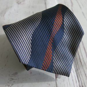 Ferrara Multicolor Textured Woven Striped 100% Silk Neck Tie